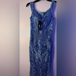 Fashion Nova Sparkling Blue Sequin Gown